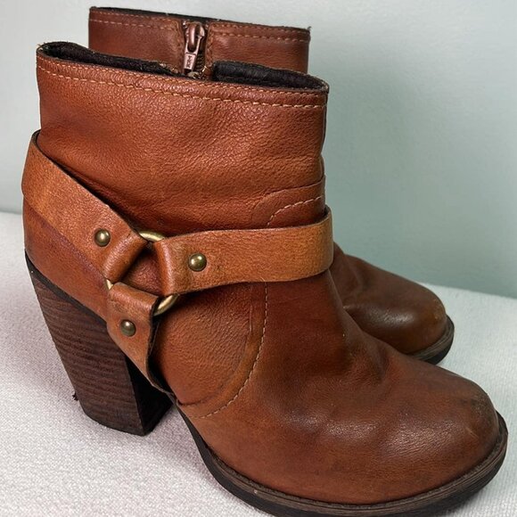 Korks by Kork Ease Brown Leather Zip Wedge Heel Ankle Boots Women's 6M - Picture 3 of 16